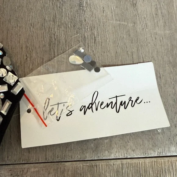 12th Tribe Black and Silver Beaded Crop Top/Butterfly Top - Picture 3 of 5